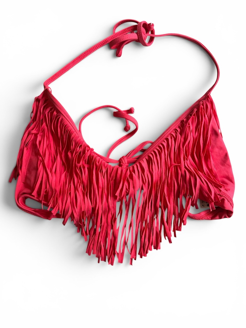 NWOT L*Space Audrey fringe bikini top red large